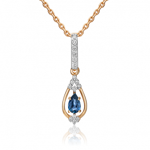 Золотая подвеска Platina с бриллиантом и сапфиром 03-0520-00-105-1110-30 фото