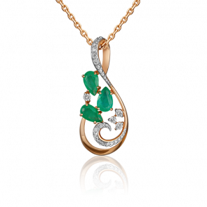 Золотая подвеска Platina с бриллиантом и изумрудом 03-0525-00-106-1110-30 фото