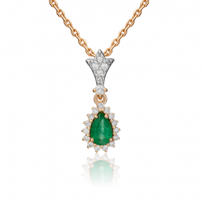 Золотая подвеска Platina с бриллиантом и изумрудом 03-0540-00-106-1110-30 фото