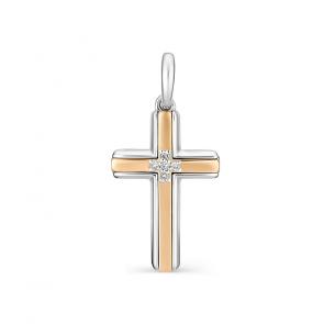Серебряная подвеска АЛЬКОР с золотой накладкой и бриллиантом 03-1248/000Б-00 фото