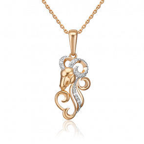 Золотая подвеска Знак зодиака овен Platina с фианитом 03-1987-00-401-1110-03 фото