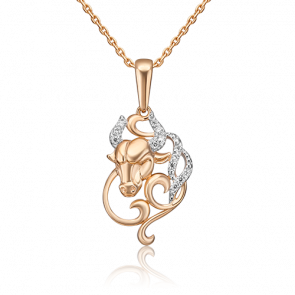 Золотая подвеска Знак зодиака Телец Platina с фианитом 03-1987-01-401-1110-03 фото