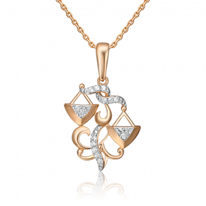 Золотая подвеска Знак зодиака Весы Platina с фианитом 03-1987-06-401-1110-03 фото