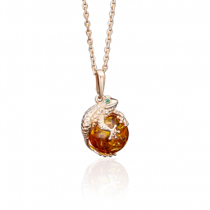 Золотая подвеска Platina с фианитом и янтарём 03-2509-00-272-1110-46 фото