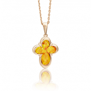 Золотая подвеска Platina с янтарём 03-2560-00-271-1110-46 фото