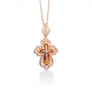 Подвеска из комбинированного золота Platina с янтарём 03-2691-00-271-1111-46 фото