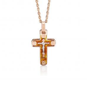 Подвеска из комбинированного золота Platina с янтарём 03-2710-00-271-1111-46 фото