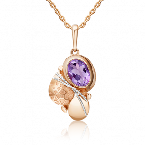 Подвеска из комбинированного золота Platina с аметистом 03-2743-00-203-1111-57 фото