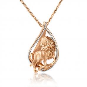 Подвеска Знак зодиака Лев из комбинированного золота Platina 03-2814-07-000-1111-48 фото