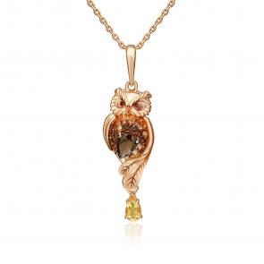 Золотая подвеска Platina с цитрином, кварцем и эмалью 03-2822-00-226-1110 фото