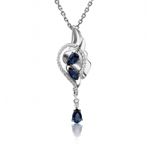 Подвеска из белого золота Platina с бриллиантом и сапфиром 03-2862-00-105-1120-30 фото