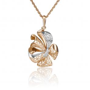 Золотая подвеска Platina с фианитом 03-2916-00-401-1110-48 фото