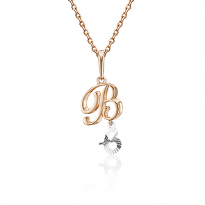 Подвеска-буква В из комбинированного золота Platina 03-2950-В-000-1111 фото