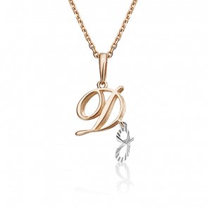 Подвеска-буква Д из комбинированного золота Platina 03-2950-Д-000-1111 фото