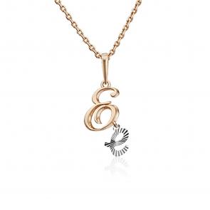 Подвеска-буква Е из комбинированного золота Platina 03-2950-Е-000-1111 фото