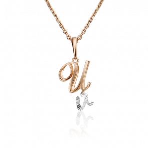 Подвеска-буква И из комбинированного золота Platina 03-2950-И-000-1111 фото