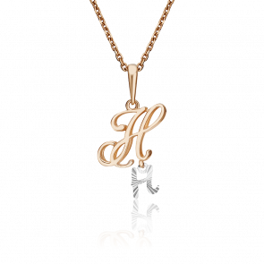 Подвеска-буква Н из комбинированного золота Platina 03-2950-Н-000-1111 фото