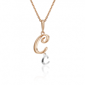 Подвеска-буква С из комбинированного золота Platina 03-2950-С-000-1111 фото