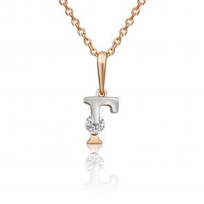 Подвеска-буква Г из комбинированного золота Platina с фианитом 03-3119-Г-501-1111-38 фото