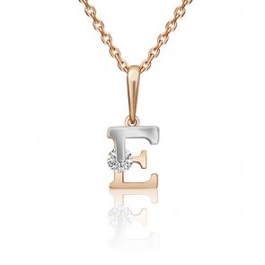 Подвеска-буква Е из комбинированного золота Platina с фианитом 03-3119-Е-401-1111 фото