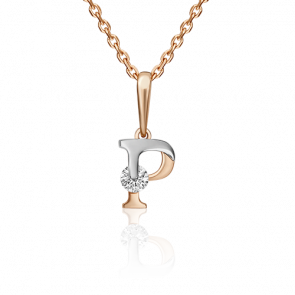 Подвеска-буква Р из комбинированного золота Platina с фианитом 03-3119-Р-401-1111 фото