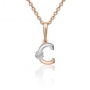 Подвеска-буква С из комбинированного золота Platina с фианитом 03-3119-С-401-1111 фото