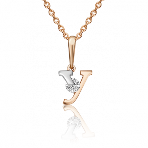 Подвеска-буква У из комбинированного золота Platina с фианитом 03-3119-У-401-1111 фото