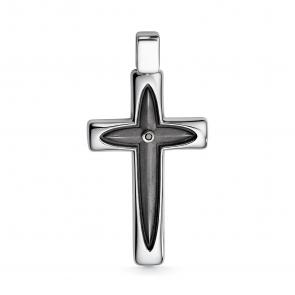 Серебряная подвеска АЛЬКОР с чёрным бриллиантом 03-3167/00ЧБ-17 фото