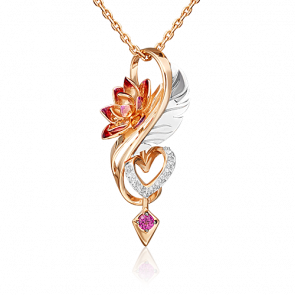 Подвеска из комбинированного золота Platina с топазом, гранатом и эмалью 03-3223-00-264-1111-76 фото