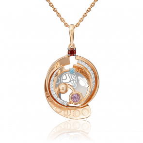 Подвеска из комбинированного золота Platina с топазом, аметистом и гранатом 03-3237-00-712-1111-76 фото