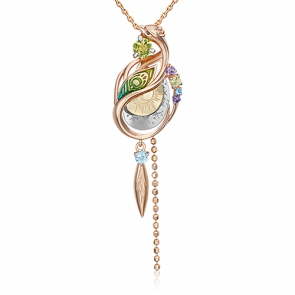 Подвеска из комбинированного золота Platina с топазом, аметистом, хризолитом и эмалью 03-3301-00-221-1140 фото