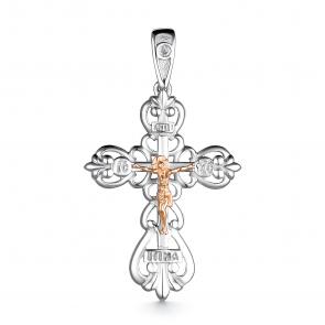 Серебряная подвеска АЛЬКОР с золотой накладкой и бриллиантом 03-3401/000Б-00 фото