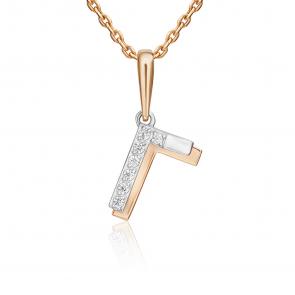 Подвеска-буква Г из комбинированного золота Platina с фианитом 03-3418-Г-401-1111 фото