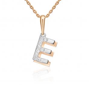 Золотая подвеска-буква Е Platina с фианитом 03-3418-Е-401-1111 фото
