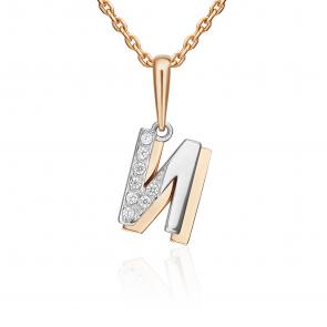 Подвеска-буква И из комбинированного золота Platina с фианитом 03-3418-И-401-1111 фото