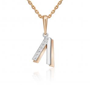 Подвеска-буква Л из комбинированного золота Platina с фианитом 03-3418-Л-401-1111 фото