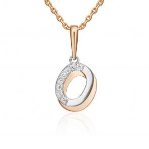 Подвеска-буква О из комбинированного золота Platina с фианитом 03-3418-О-401-1111 фото