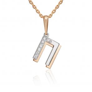 Подвеска-буква П из комбинированного золота Platina с фианитом 03-3418-П-401-1111 фото