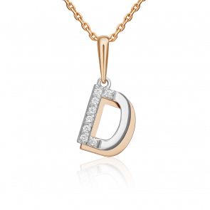 Золотая подвеска-буква D Platina с фианитом 03-3419-D-401-1111 фото