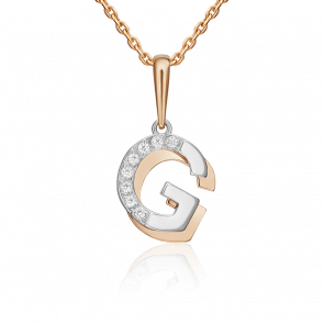 Подвеска-буква G из комбинированного золота Platina с фианитом 03-3419-G-401-1111 фото