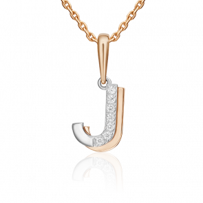 Золотая подвеска-буква J Platina с фианитом 03-3419-J-401-1111 фото