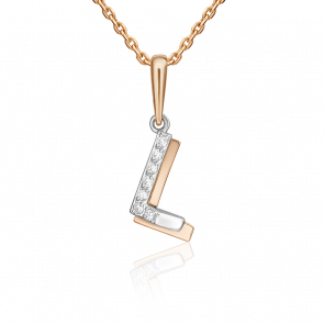 Золотая подвеска-буква L Platina с фианитом 03-3419-L-401-1111 фото