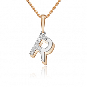 Подвеска-буква R из комбинированного золота Platina с фианитом 03-3419-R-401-1111 фото