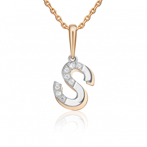 Подвеска-буква S из комбинированного золота Platina с фианитом 03-3419-S-401-1111 фото