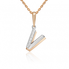 Подвеска-буква V из комбинированного золота Platina с фианитом 03-3419-V-401-1111 фото