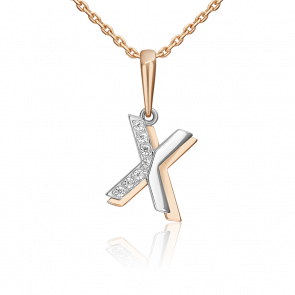 Подвеска-буква X из комбинированного золота Platina с фианитом 03-3419-X-401-1111 фото