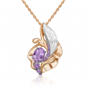 Подвеска из комбинированного золота Platina с аметистом 03-3438-00-203-1111 фото