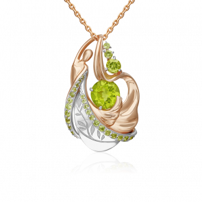 Подвеска из комбинированного золота Platina с хризолитом 03-3439-00-205-1111 фото