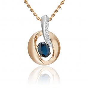 Подвеска из комбинированного золота Platina с бриллиантом и сапфиром 03-3455-00-105-1111 фото