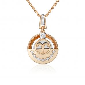 Подвеска из комбинированного золота Знак зодиака Овен Platina с фианитом 03-3463-00-401-1111 фото